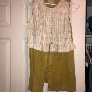Lace and Greenish/Yellow Blouse